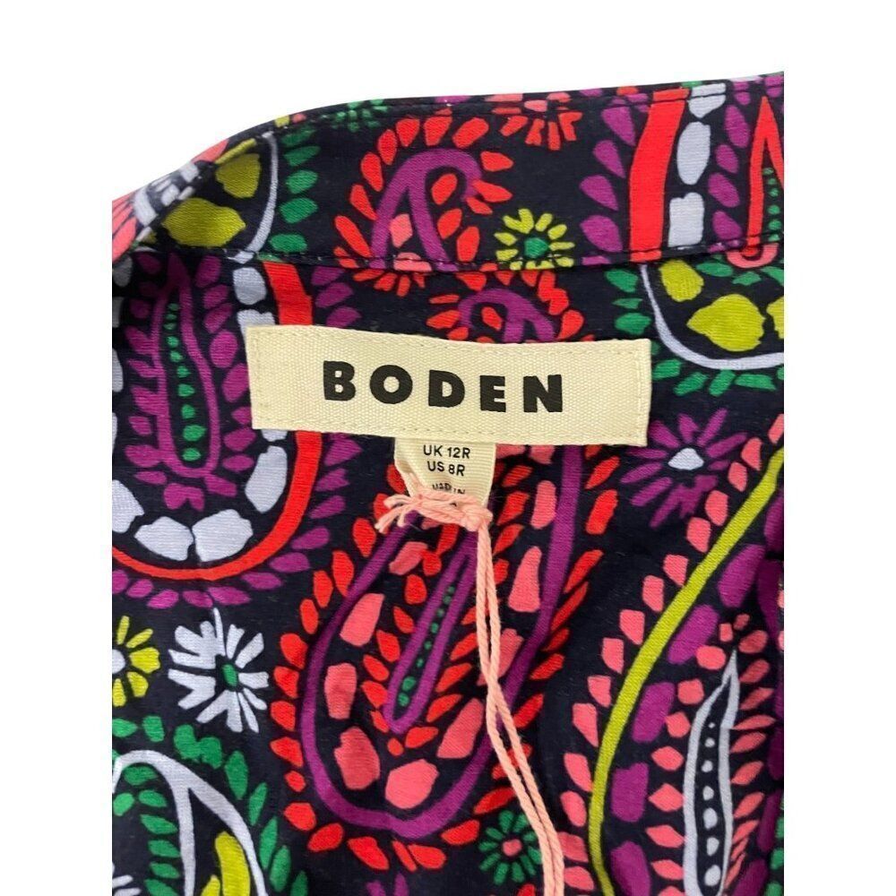 Boden Womens Midi Dress UK 12R US 8R Red Paisley Ivy Smocked V Neck D1034 NWT - Picture 4 of 12